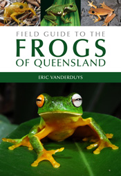 The cover image of Field Guide to the Frogs of Queensland, features one la