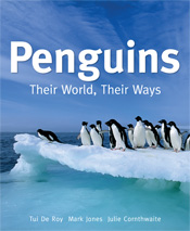 The cover image of Penguins, featuring a photograph of a group of black an