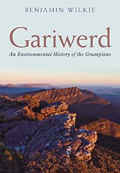 Cover of Gariwerd featuring a rocky mountain ridge below a pale blue and p