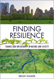 Cover of Finding Resilience featuring photos of a city and the Okavango Delta