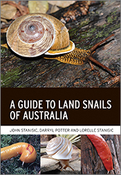 Cover of 'A Guide to Land Snails of Australia' featuring a large photograph of a snail above the title, and three smaller images of slugs and a snail