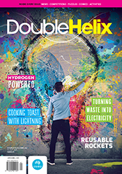Cover of Double Helix magazine Issue 41, featuring a photograph of a man p