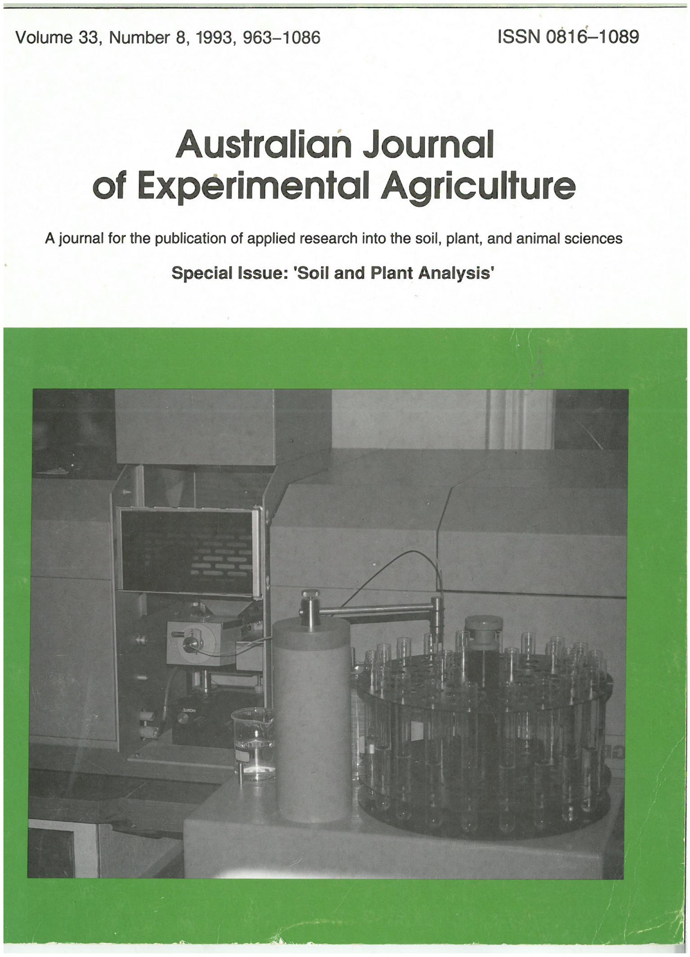 Australian Journal of Experimental Agriculture