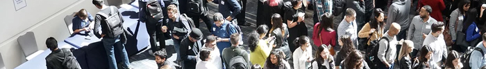 overhead shot of many conference attendees