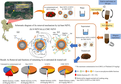 Schematic diagram showing arsenic removal using bare nanoscale zerovalent iron.