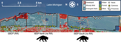 Topography of the study area in a coastal wetland complex along Lake Michigan.