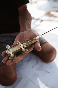 A photograph of a satellite transmitter used to tag shark species.